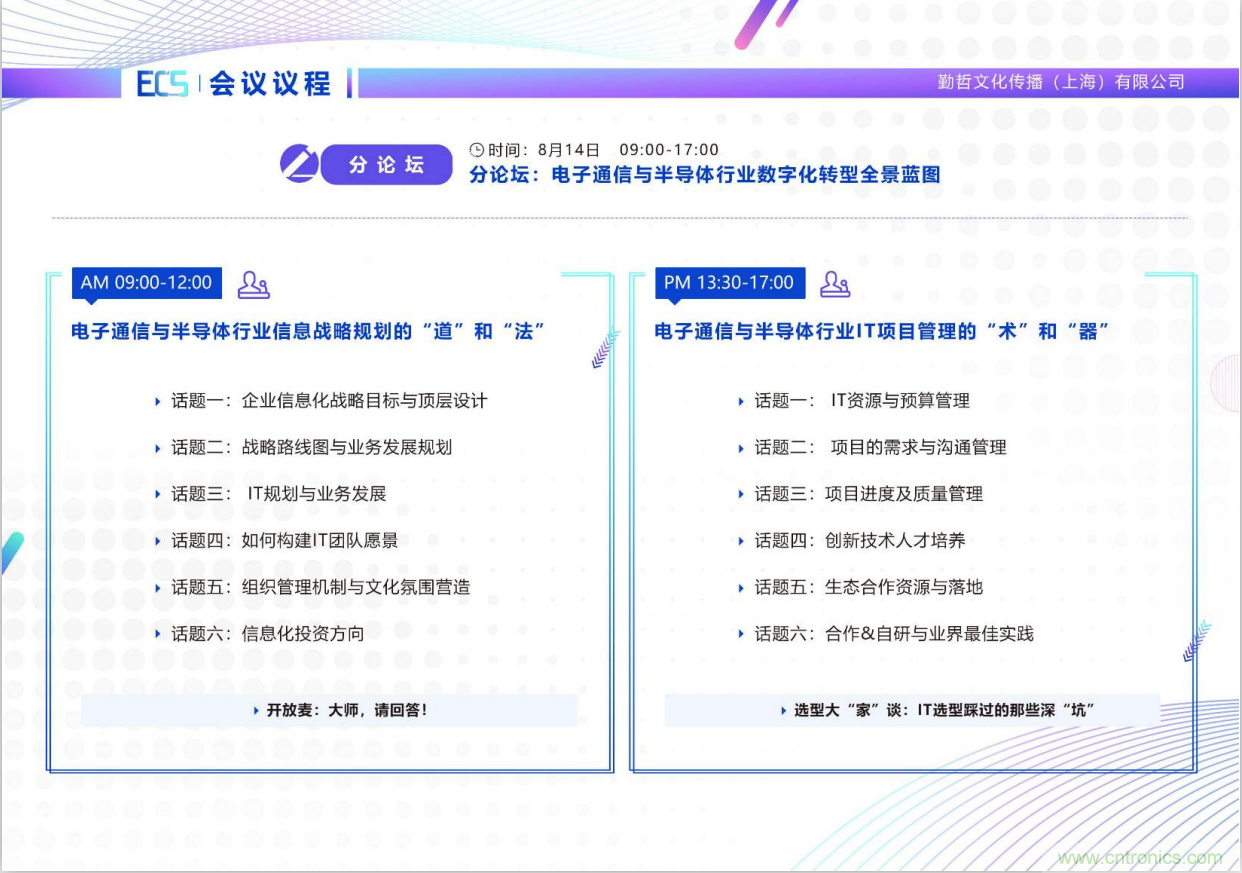 ECS 2020|第二屆中國(guó)電子通信與半導(dǎo)體CIO峰會(huì)正式啟動(dòng)！